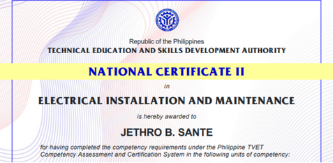 NCII EIM Certificate